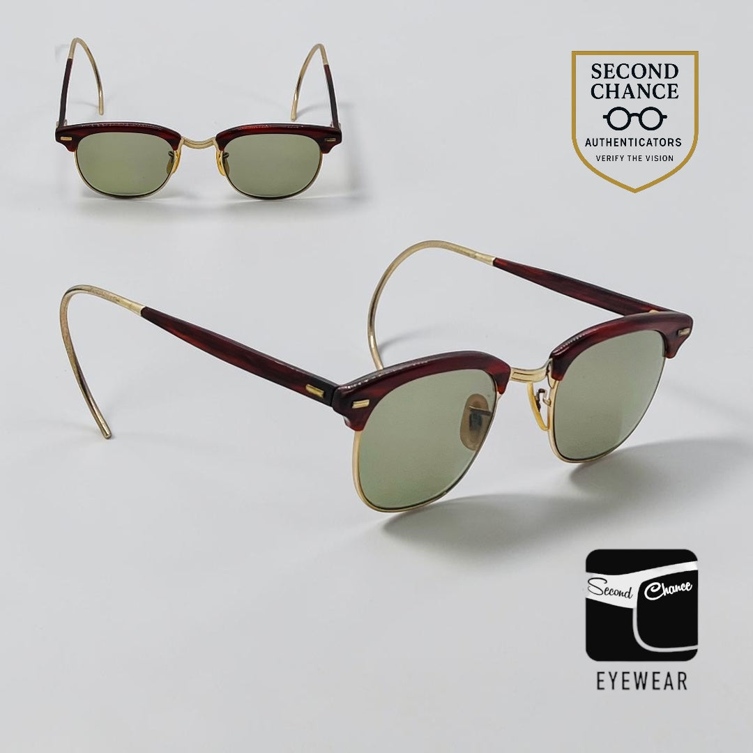 Shuron 12K Gold Filled Browline Vintage Sunglasses-New/Custom Lenses