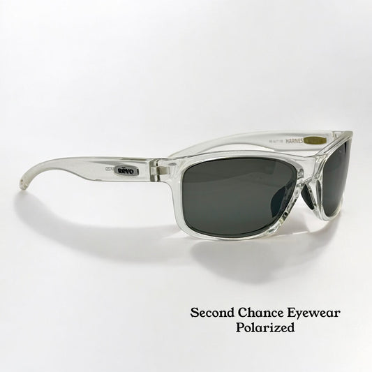 Vintage Revo HARNESS Polarized Sunglasses-Crystal Clear Frame w/New Dark Grey Polarized Lenses