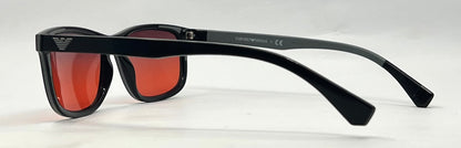 Emporio Armani EA 3164 Black Sunglasses w/New Grey-Red Custom Gradient Lenses-56mm