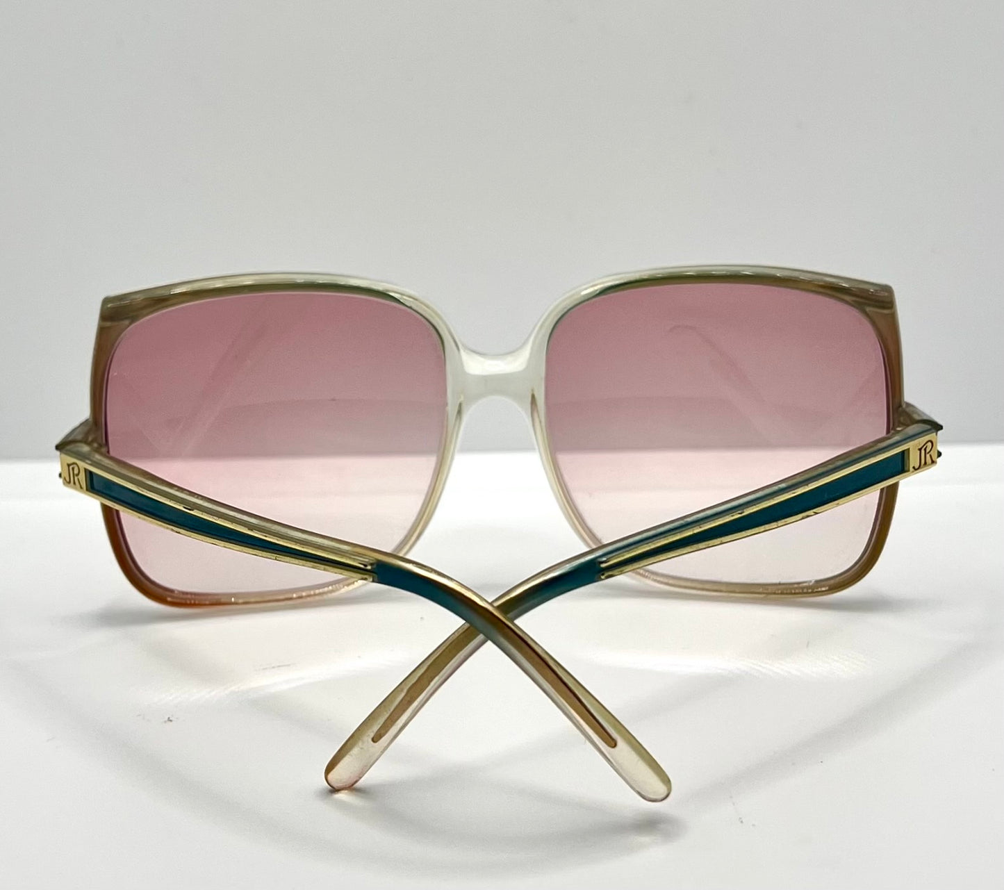 JEAN de PARIS 674/2 Vintage Sunglasses-Clear Frame Pink Lenses-France NOS