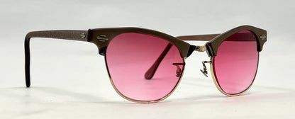 American Optical ArtCraft Vintage Browline Sunglasses 12K GF-Pink Gradient Lenses