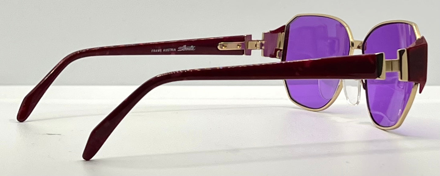 Silhouette M 6104 V 6055 Vintage Sunglasses w/New Solid Purple Custom Lenses-56mm-Unworn/NOS-Austria