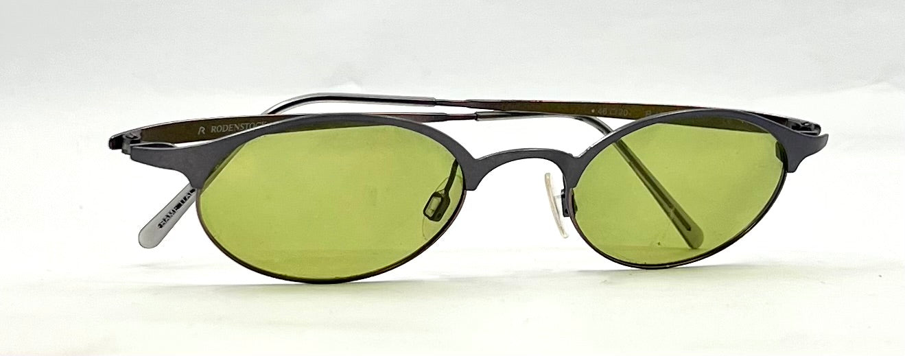 Rodenstock R4241-Y2K Vintage Oval Sunglasses-New Custom Bottle Green Tinted Lenses
