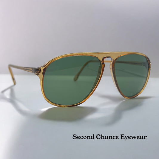 LOGO Paris LP 275 Vintage Sunglasses-Gold/Amber Frame-Custom Lenses-Deadstock-Italy