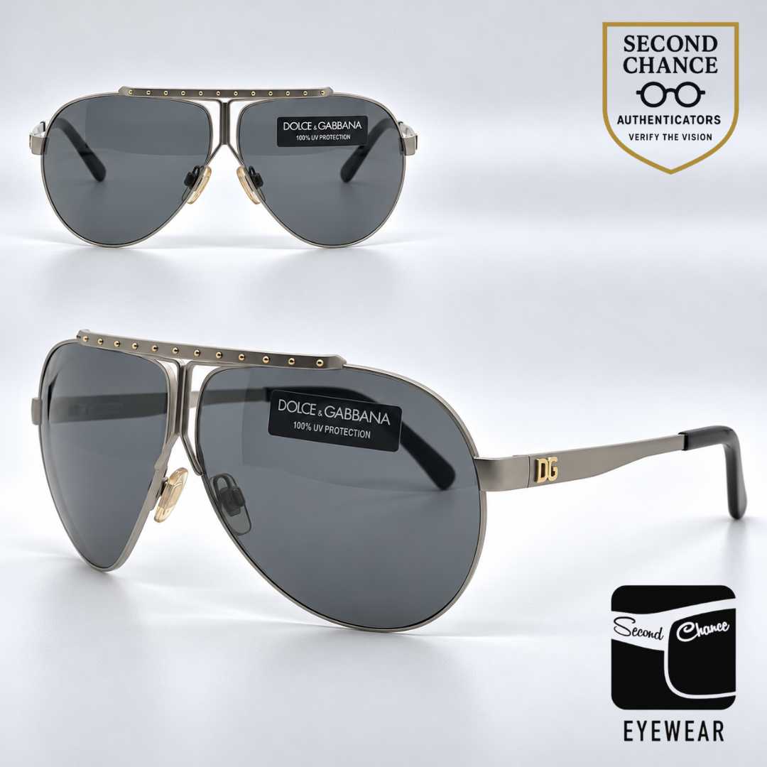 DG2008 024/87 Double-Bridge Aviator-Vintage Sunglasses Silver-Studded-Unworn