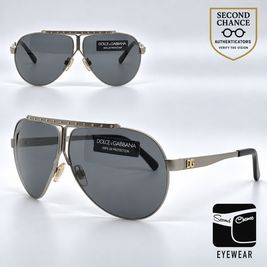 DG2008 024/87 Double-Bridge Aviator-Vintage Sunglasses Silver-Studded-Unworn