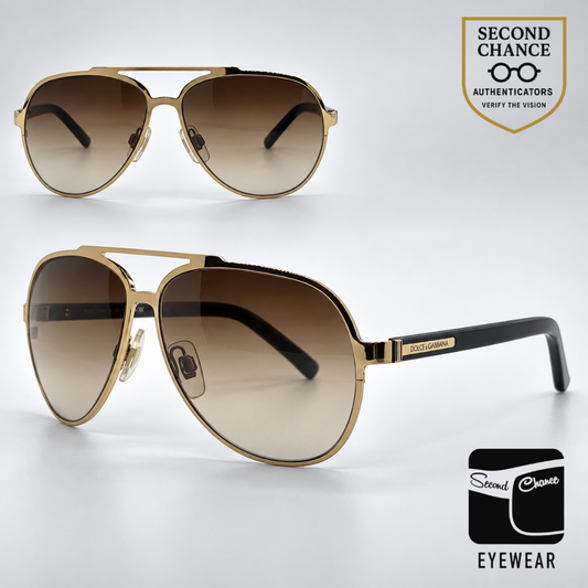 Dolce & Gabbana DG2081 065/13 Aviator-Vintage Sunglasses Gold Tortoise Brown-Unworn