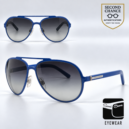 Dolce and Gabbana DG2081 458/8G Double-Bridge Aviator-Vintage Sunglasses Blue-Grey Gradient-Unworn