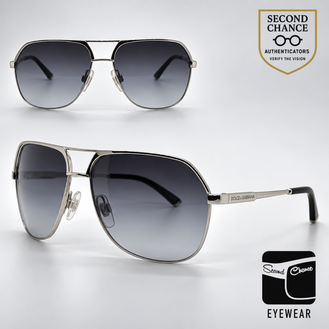Dolce and Gabbana DG2097 05/8G Aviator-Vintage Sunglasses Silver Gray-Unworn