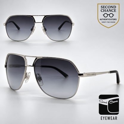 Dolce and Gabbana DG2097 05/8G Aviator-Vintage Sunglasses Silver Gray-Unworn