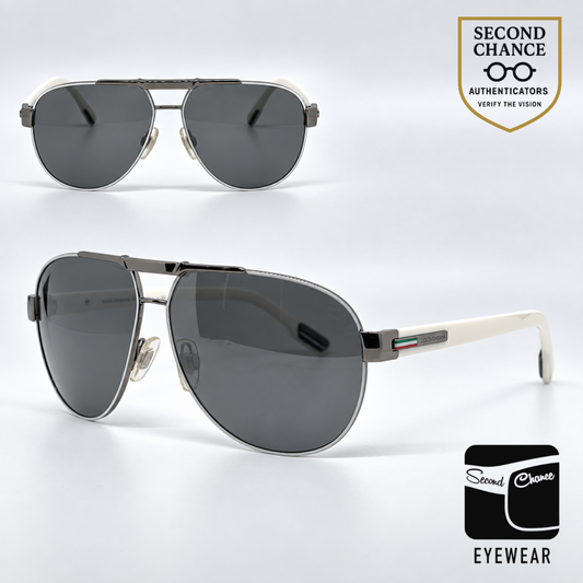 Dolce and Gabbana DG2099 1085/6G Gunmetal-White Silver Aviator-Vintage Sunglasses Grey Gradient Lenses-Unworn
