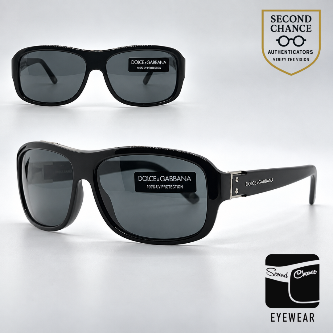 Dolce & Gabbana DG4071 501/87 Rectangular-Vintage Sunglasses Black Grey Metal-Unworn
