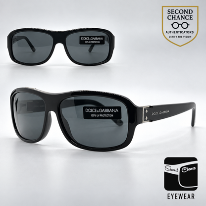 Dolce & Gabbana DG4071 501/87 Rectangular-Vintage Sunglasses Black Grey Metal-Unworn