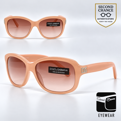 Dolce and Gabbana DG648S 852 Peach Wraparound-Vintage Sunglasses Brown-Rose Gradient Lenses-Unworn