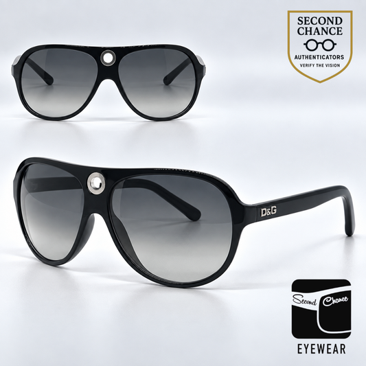 D&G 3018 501/8G Aviator Shield-Vintage Sunglasses Black-Grey Gradient-Unworn