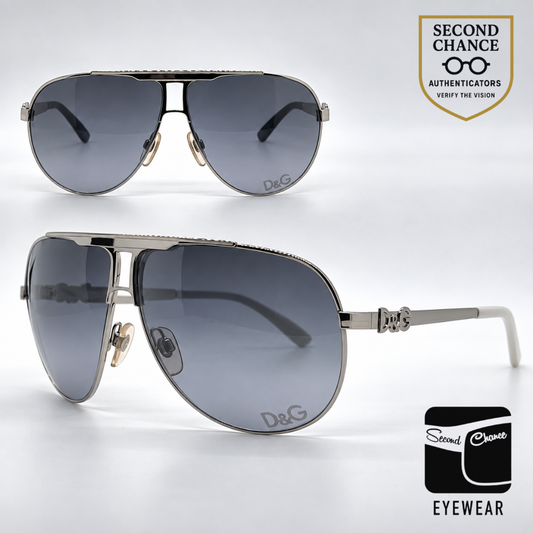 D&G6001 05/8G Oversized Aviator-Vintage Sunglasses Silver-Grey Gradient Lenses-Unworn