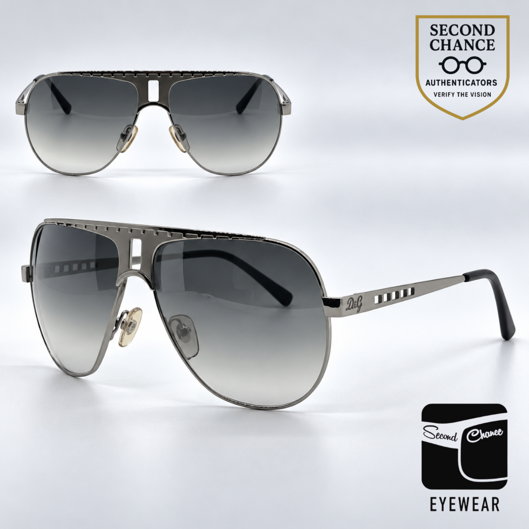D&G6018 05/8G Aviator-Vintage Sunglasses Silver-Chrome Grey Lenses-Unworn