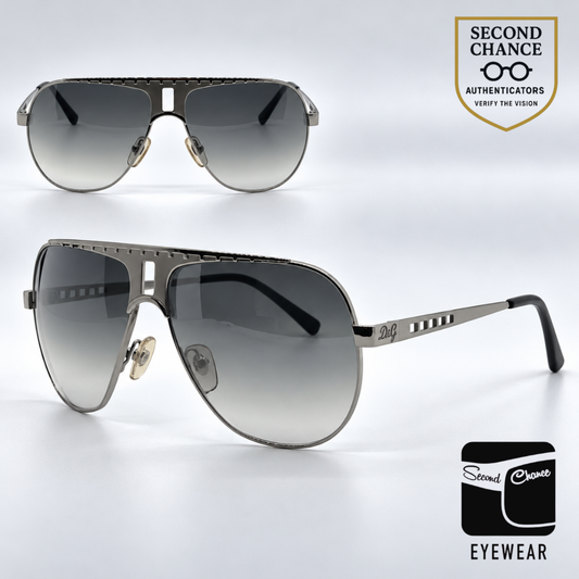 D&G6018 05/8G Aviator-Vintage Sunglasses Silver-Chrome Grey Lenses-Unworn