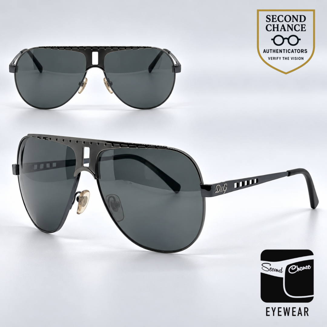 D&G6018 088/6G Aviator-Vintage Sunglasses Gunmetal-Cutout Detail-Unworn