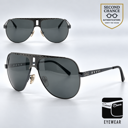 D&G6018 088/6G Aviator-Vintage Sunglasses Gunmetal-Cutout Detail-Unworn