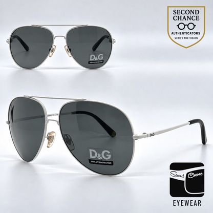 D&G6069 011/87 Aviator-Vintage Sunglasses Silver-White Grey-Unworn