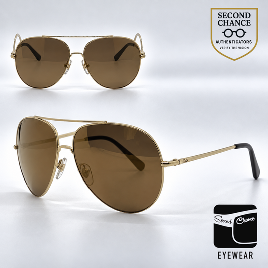 D&G6069 02/F9 Aviator-Vintage Sunglasses Gold-Gold Mirror Lenses-Unworn