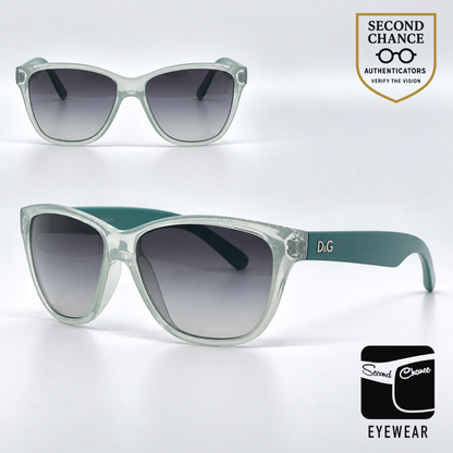 D&G 8072 1658/8G Mint-Teal Wayfarer-Vintage Sunglasses Grey Gradient Lenses-Unworn