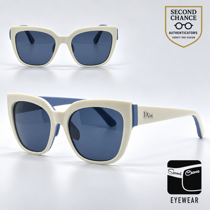 Christian Dior DiorDecale2 BRKKU Square Cream Blue Sunglasses-Blue Lenses-unworn