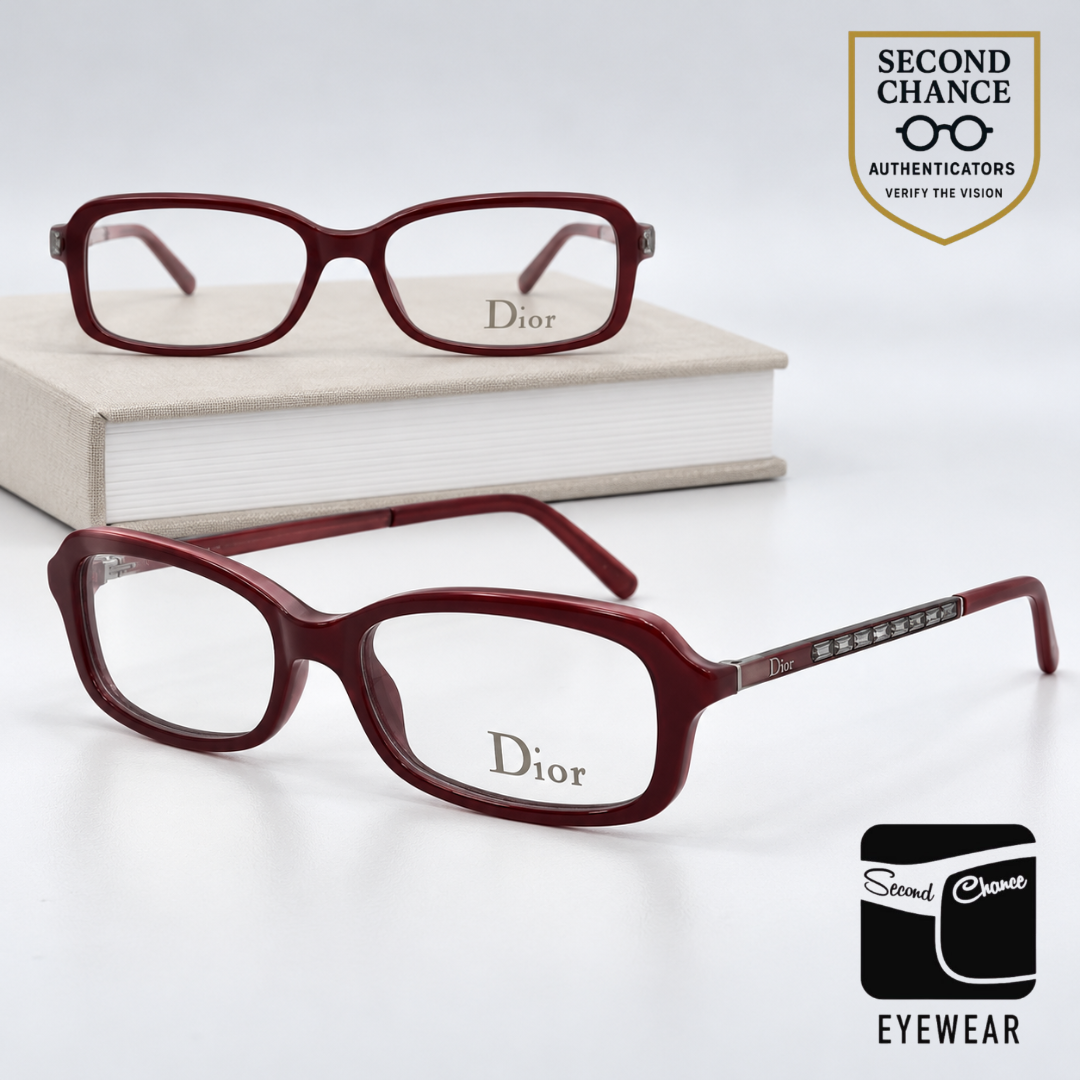 Dior CD3108/STRASS Rectangular Vintage Optical Frame-Burgundy-Unworn