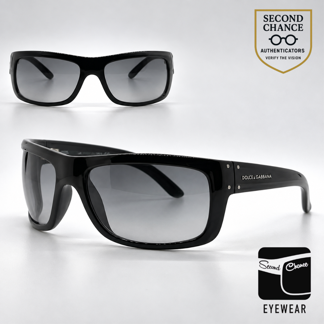 Dolce & Gabbana DG6021 501/8G Wraparound-Vintage Sunglasses Black-Grey Gradient-Deadstock
