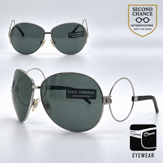 Dolce and Gabbana DG2004-B 05/71 Oversized Aviator-Vintage Sunglasses Dark Green Lenses-Unworn