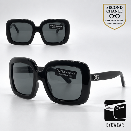 Dolce and Gabbana DG4035 501/87 Oversized Square-Vintage Sunglasses Black-Solid Grey-Unworn