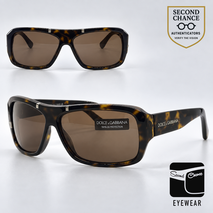 Dolce and Gabbana DG4044 502/73 Shield Havana Vintage Sunglasses Brown Lenses-Unworn