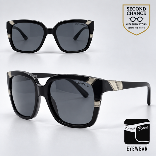 Dolce and Gabbana DG4077 501/8G Black/Silver Oversized Butterfly-Vintage Sunglasses Grey Gradient Lenses-Unworn