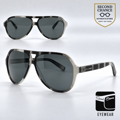 Dolce and Gabbana DG4182P 2724/87 Aviator-Vintage Sunglasses Black-White Marble-Unworn
