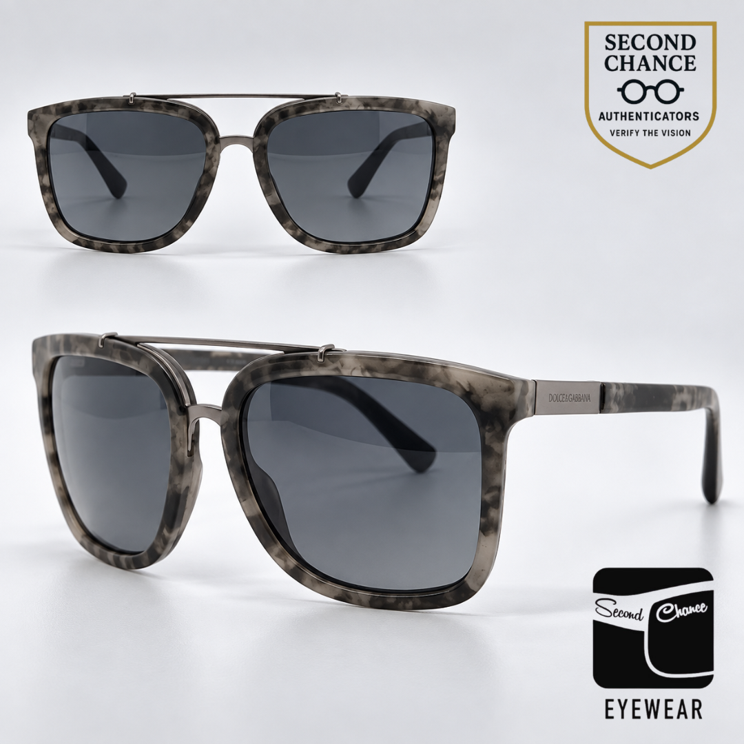 Dolce and Gabbana DG4219 2802/87 Grey Camouflage Aviator-Vintage Sunglasses Dark Grey Lenses-Unworn