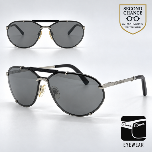 Dolce and Gabbana DG426S D80 Sporty Wraparound-Vintage Sunglasses Gunmetal-Mirror Lenses-Unworn