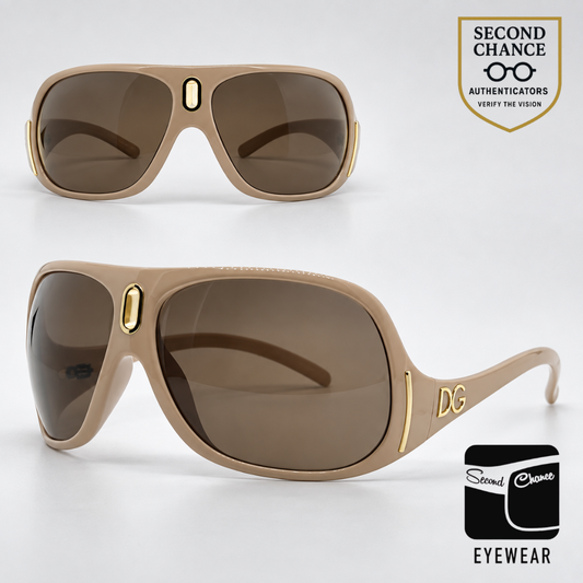 Dolce and Gabbana DG6012 698/F9 Tan Gold Oversized Bubble Wrap-Vintage Sunglasses-Brown Lenses-Unworn