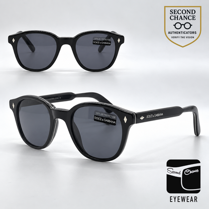 Dolce and Gabbana DG704S B7 Black Square Vintage Sunglasses-Grey Lenses-Unworn