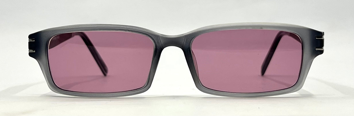 Garrison Perspectives-GP1208 Grey Crystal Y2K Sunglasses-New Solid Mauve Custom Lenses