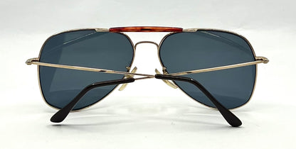 Safari II VINTAGE Aviator Sunglasses 60-15 Gold Metal Custom Blue Lenses