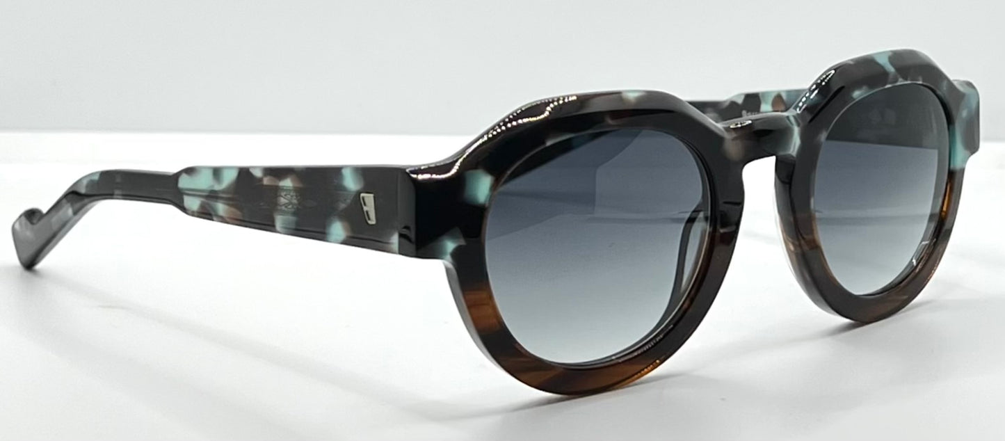 Entourage of 7 “Serrano” 09-04 Sunglasses-Blue Granite/Tortoise-Handmade in Japan-New/Unworn-Full Kit