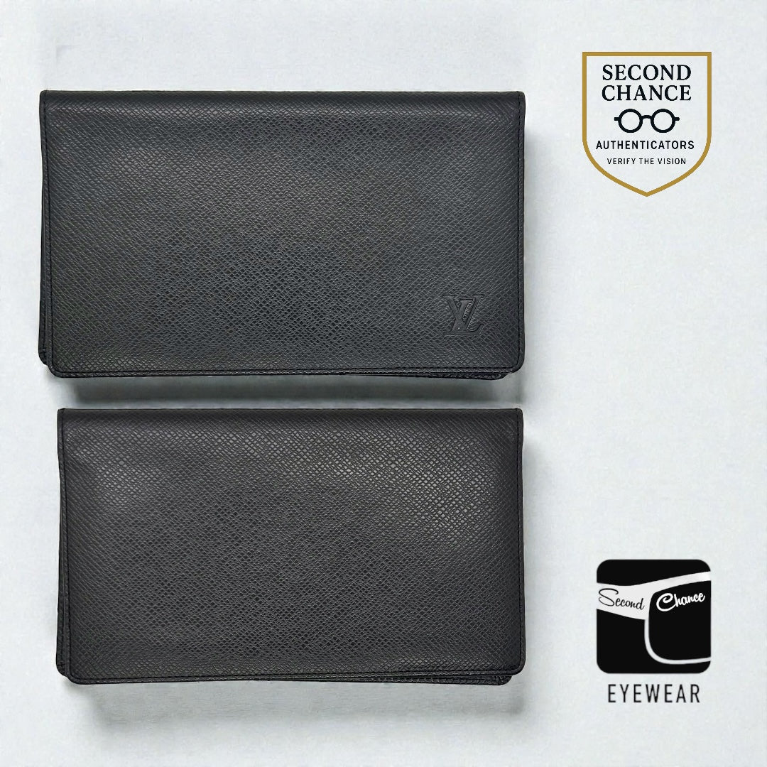 Louis Vuitton Taiga Leather Long Wallet-Black-Made in France-Unused-Archive