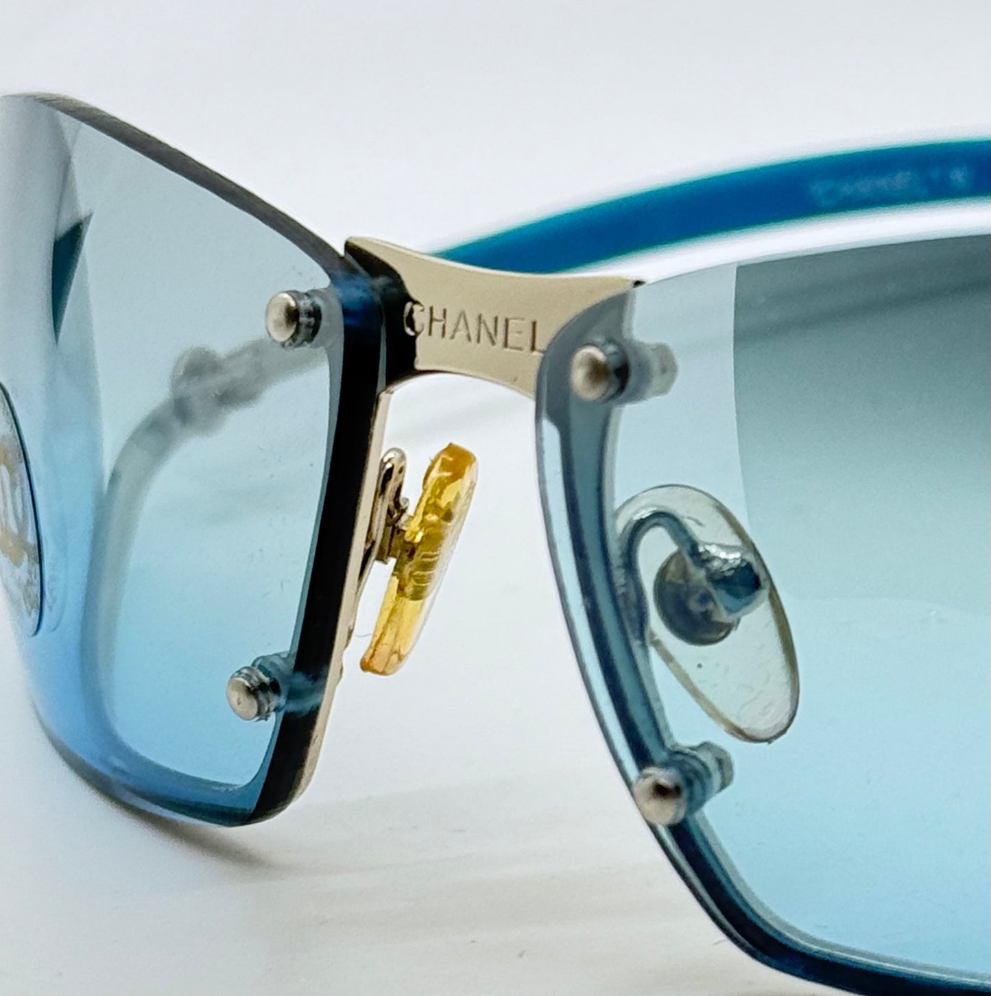 CHANEL C232-7H Rimless Shield Sunglasses Turquoise Melanin Lens-Deadstock