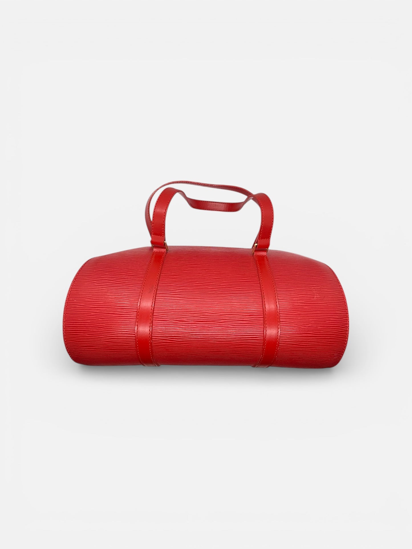 Louis Vuitton Red Epi Leather Barrel Handbag Papillon Made in France Authentic