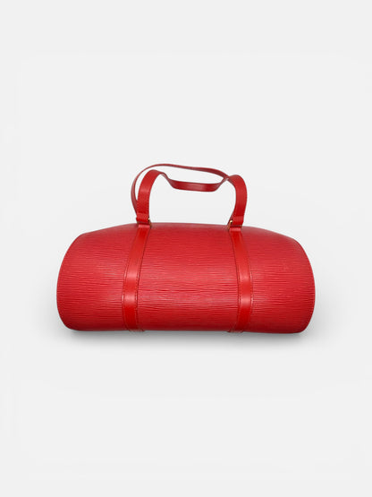 Louis Vuitton Red Epi Leather Barrel Handbag Papillon Made in France Authentic