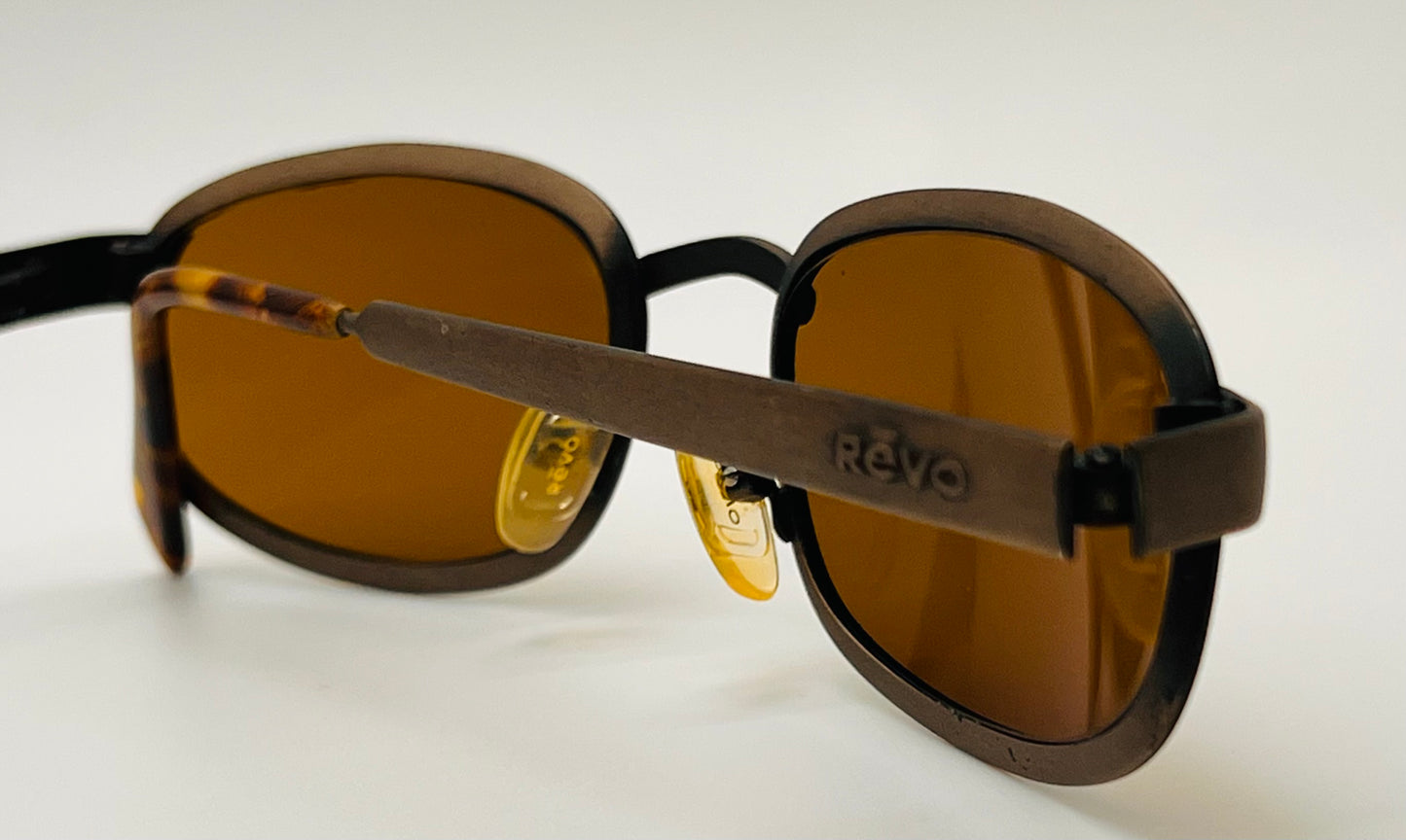 Vintage Revo 1416/058 City Rectangle Sunglasses - Antique Brushed Copper Frame with Purple Mirror Lenses