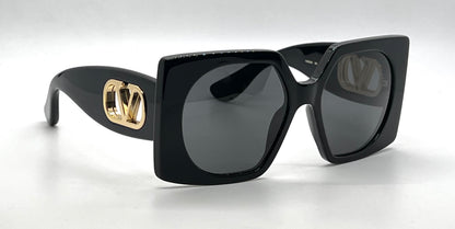 Valentino Vain Bold VG0002S 001 Black Gold Sunglasses Unworn Full Kit