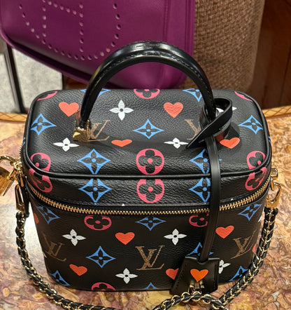 Louis Vuitton - Game On Vanity PM Black Multicolor Hearts Chain Bag Lock LV