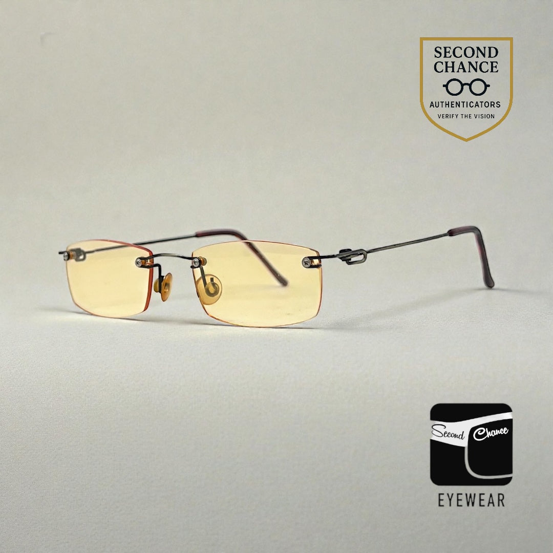 Masters Rimless Sunglasses-Solid Yellow Lenses-Unworn/Vintage